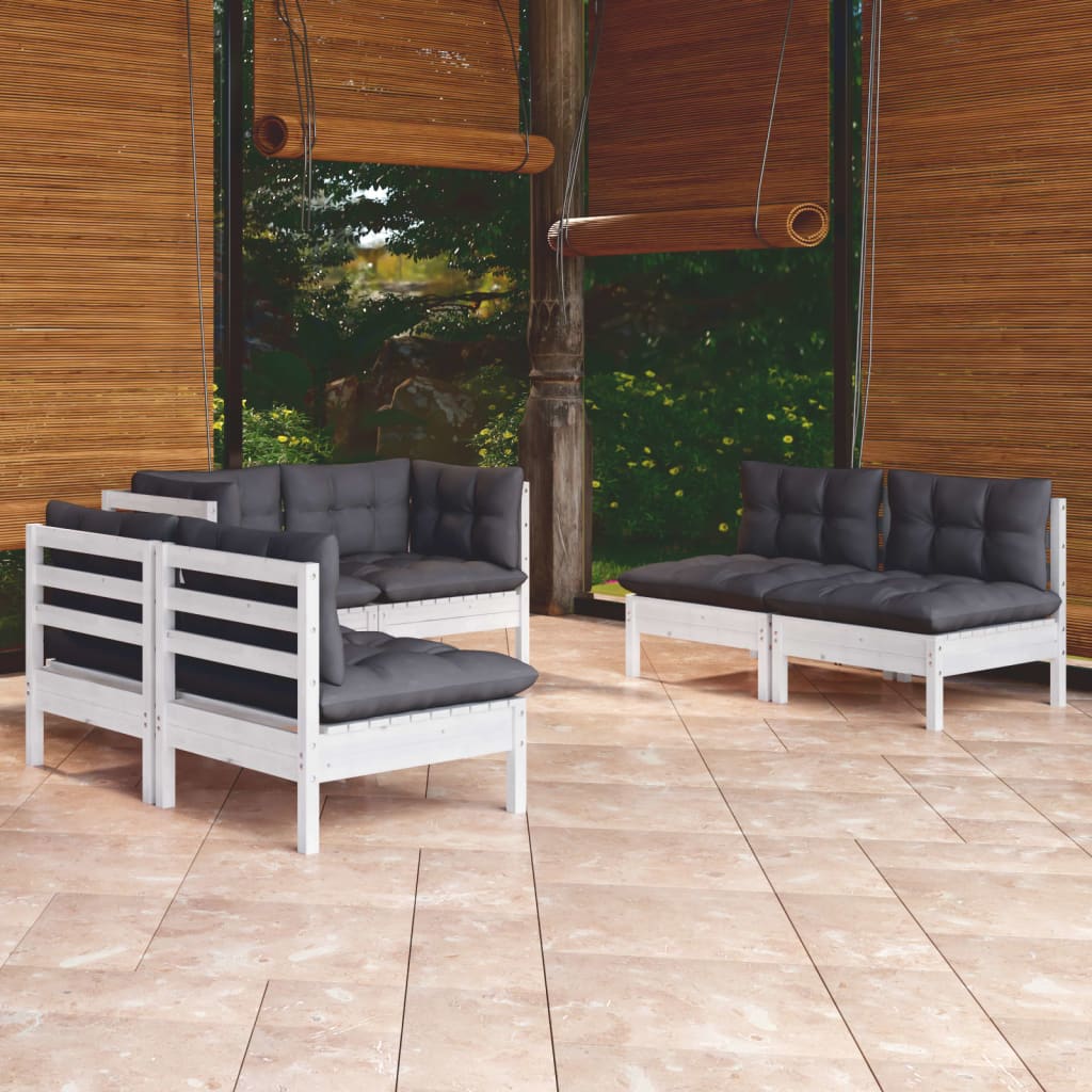 6-delige Loungeset met kussens massief grenenhout is nu te koop bij PeponiXL, paradijselijk wonen!