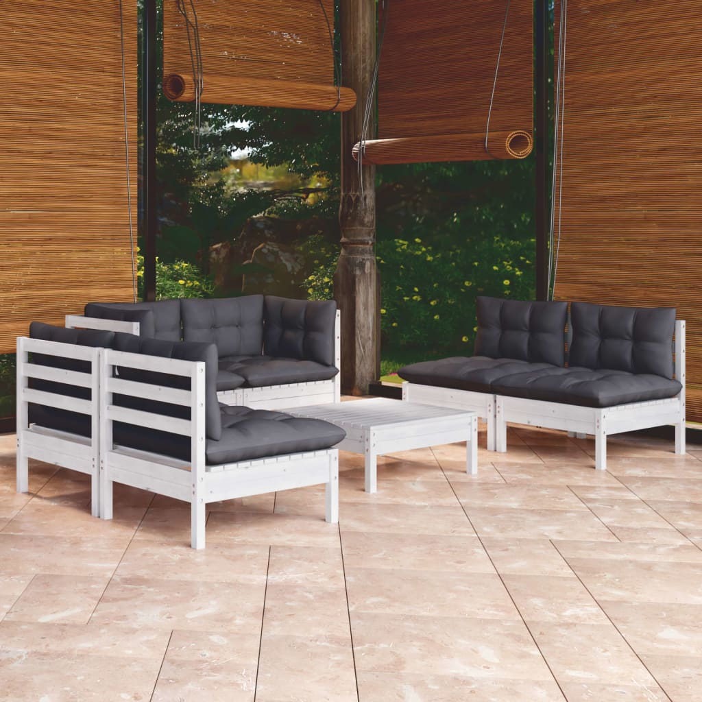 7-delige Loungeset met kussens massief grenenhout is nu te koop bij PeponiXL, paradijselijk wonen!