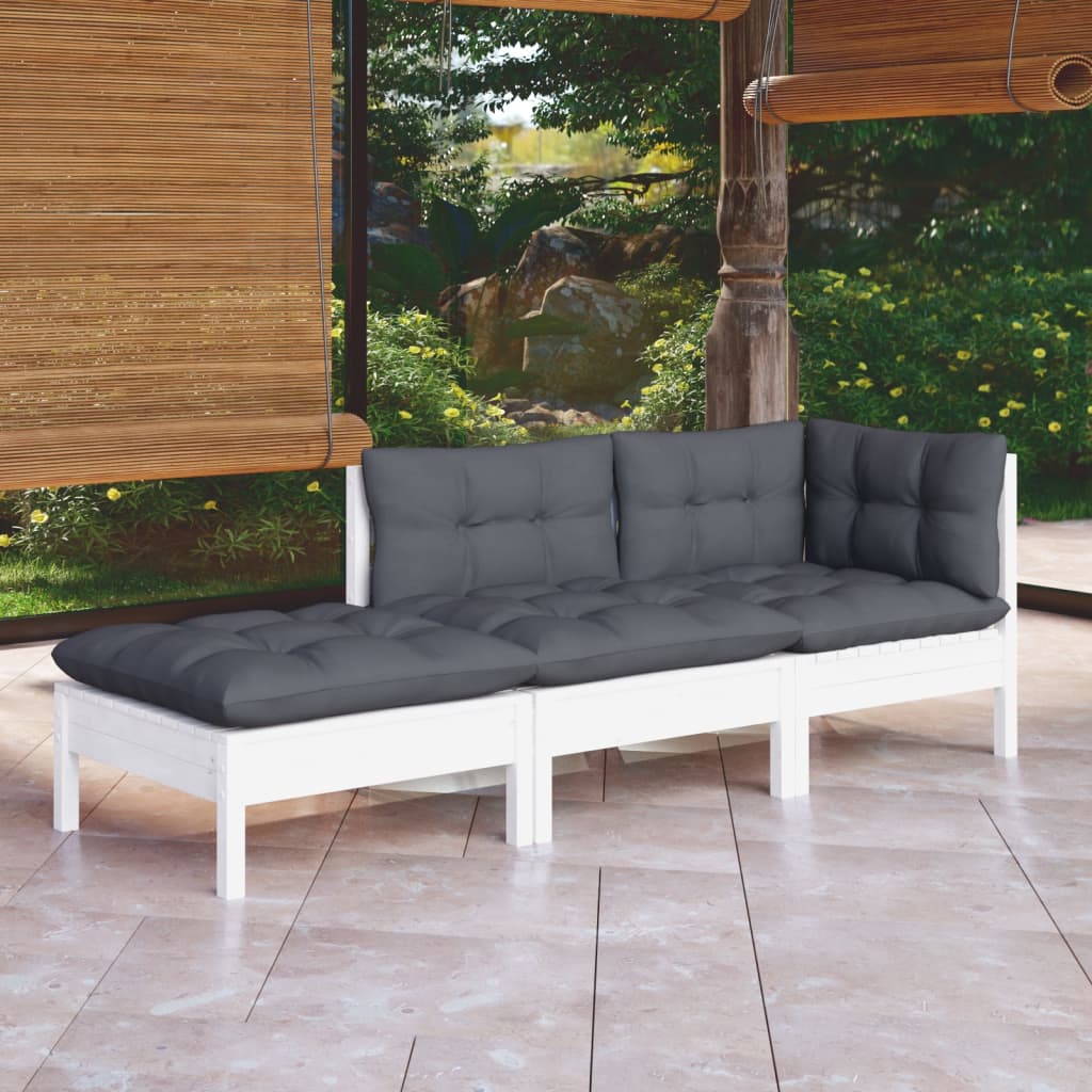 3-delige Loungeset met kussens massief grenenhout is nu te koop bij PeponiXL, paradijselijk wonen!