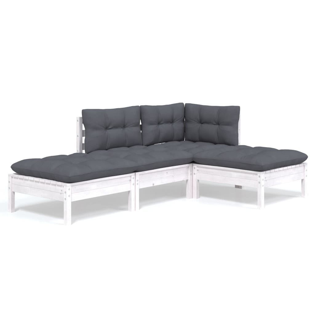 4-delige Loungeset met kussens massief grenenhout is nu te koop bij PeponiXL, paradijselijk wonen!
