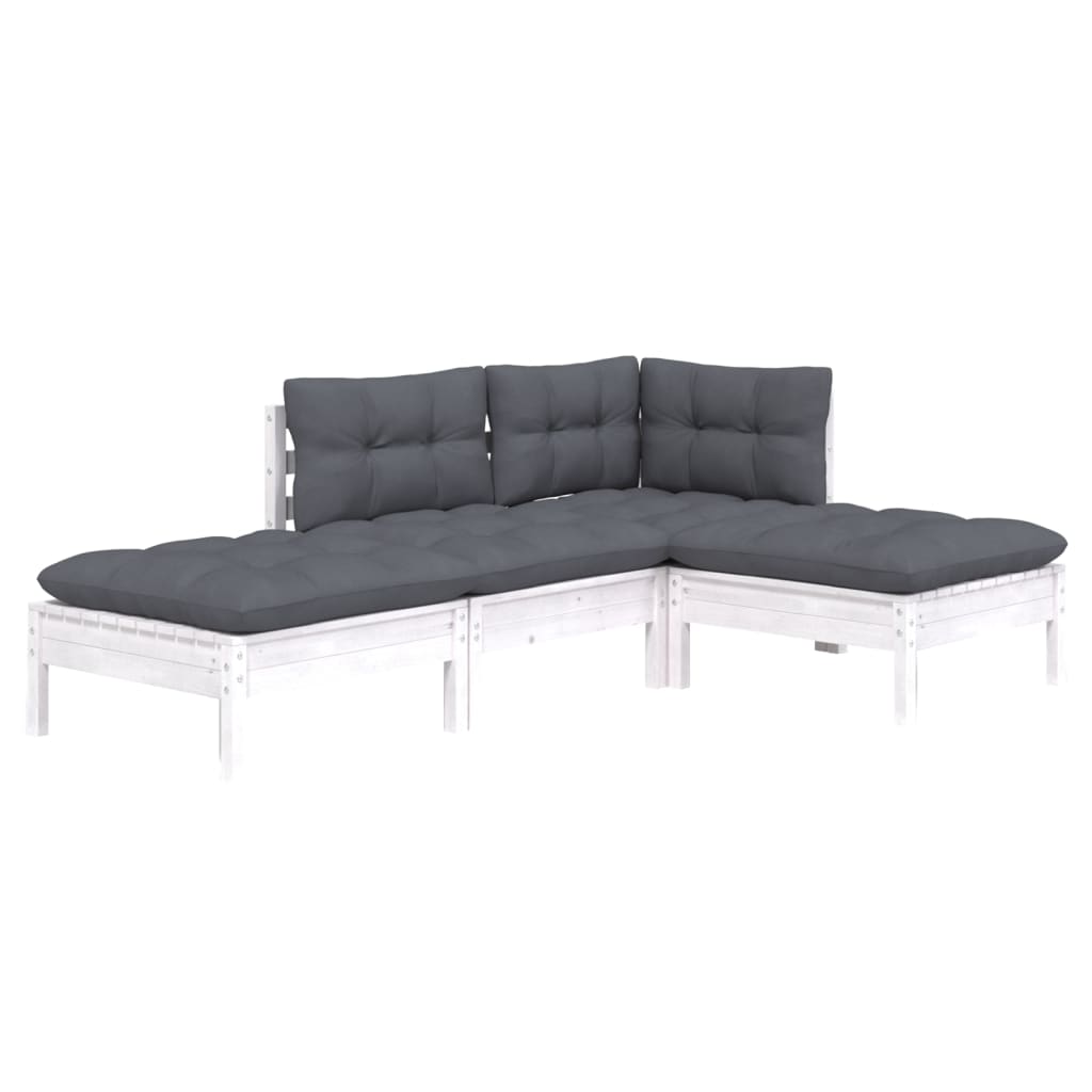 4-delige Loungeset met kussens massief grenenhout is nu te koop bij PeponiXL, paradijselijk wonen!