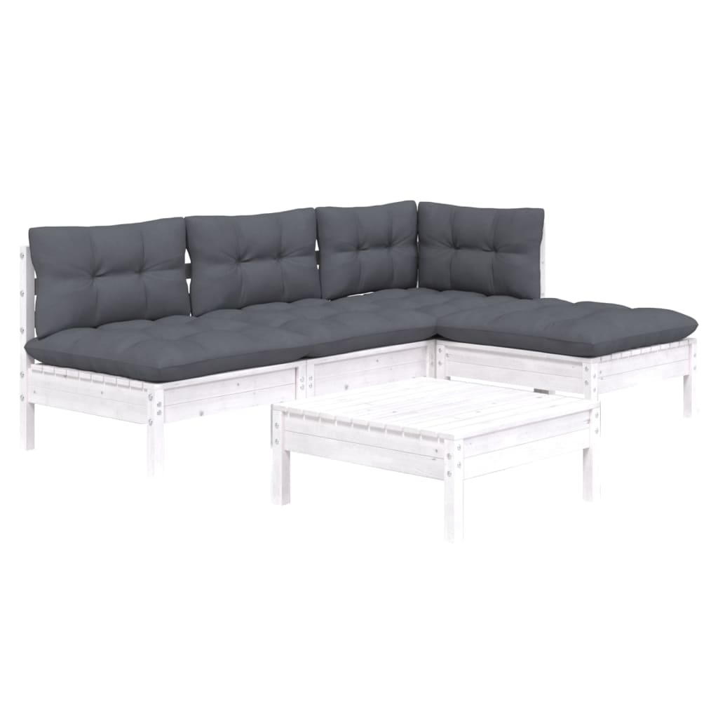 5-delige Loungeset met kussens grenenhout wit is nu te koop bij PeponiXL, paradijselijk wonen!