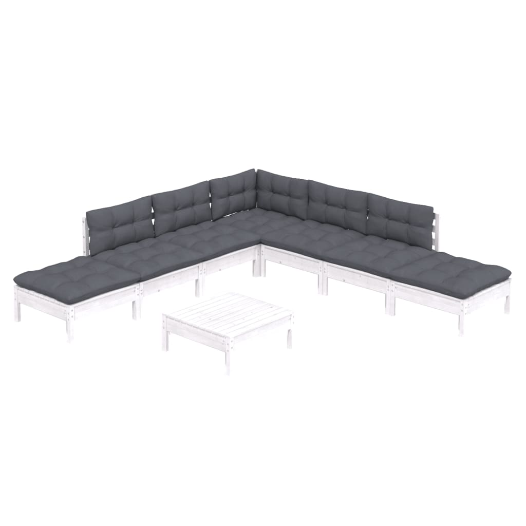 8-delige Loungeset met kussens grenenhout wit is nu te koop bij PeponiXL, paradijselijk wonen!