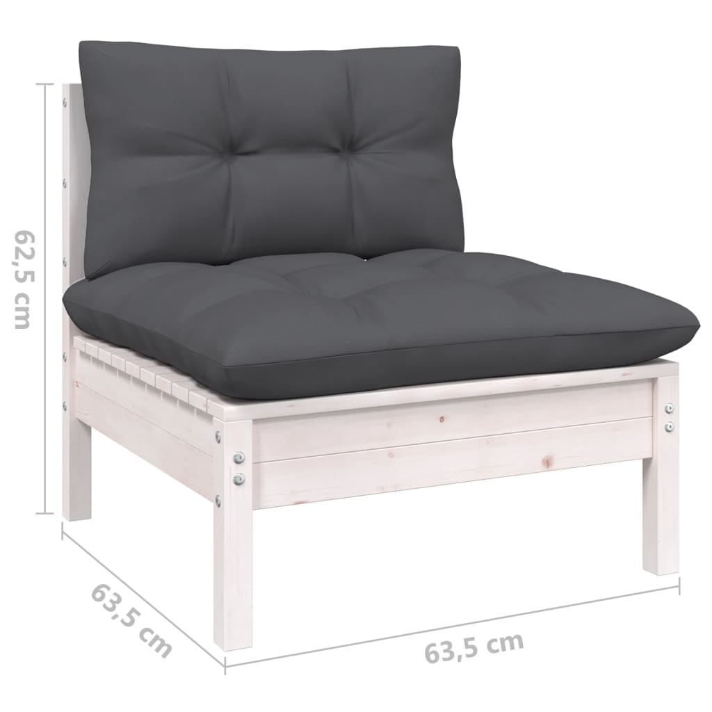 4-delige Loungeset met kussens grenenhout wit is nu te koop bij PeponiXL, paradijselijk wonen!