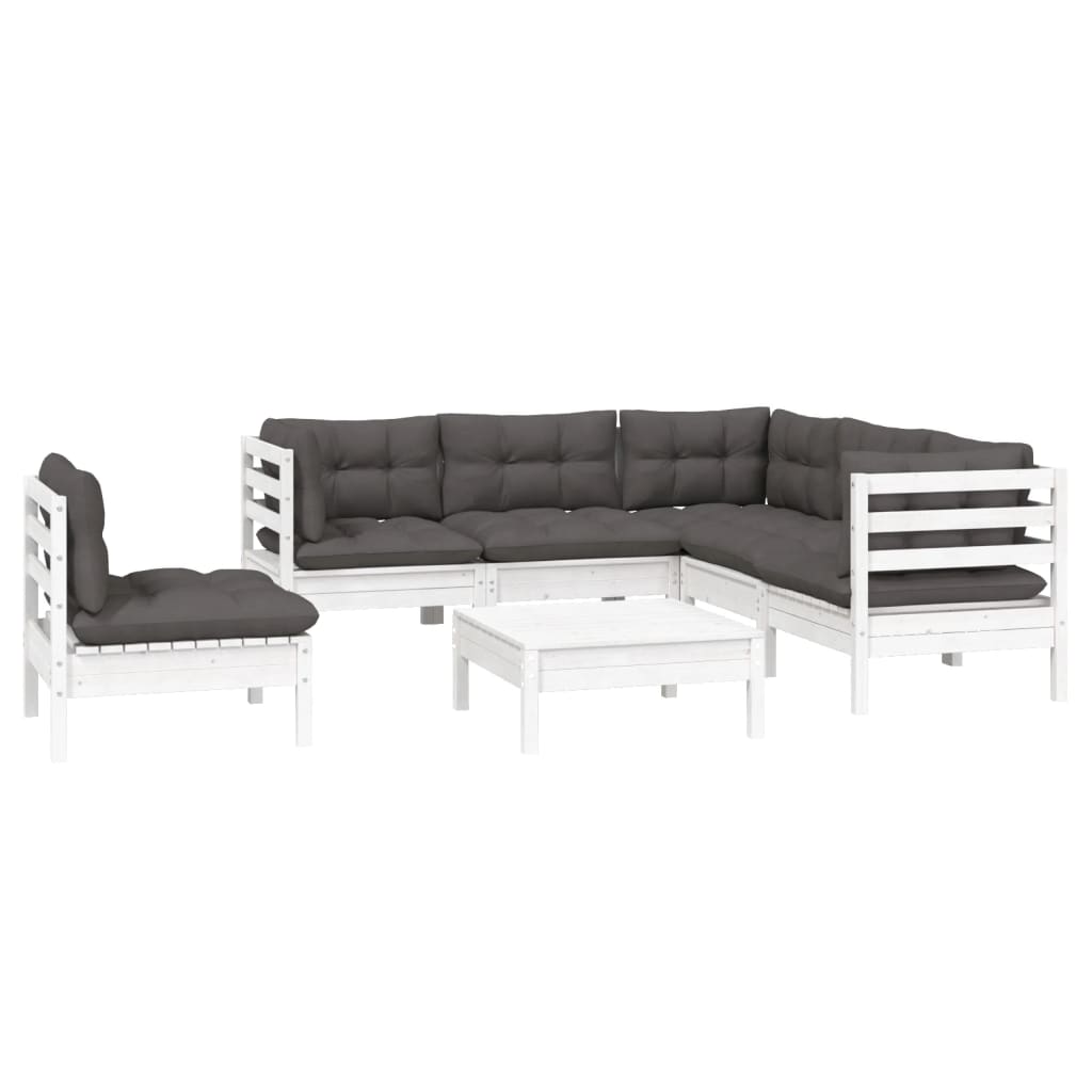 6-delige Loungeset met kussens grenenhout wit is nu te koop bij PeponiXL, paradijselijk wonen!