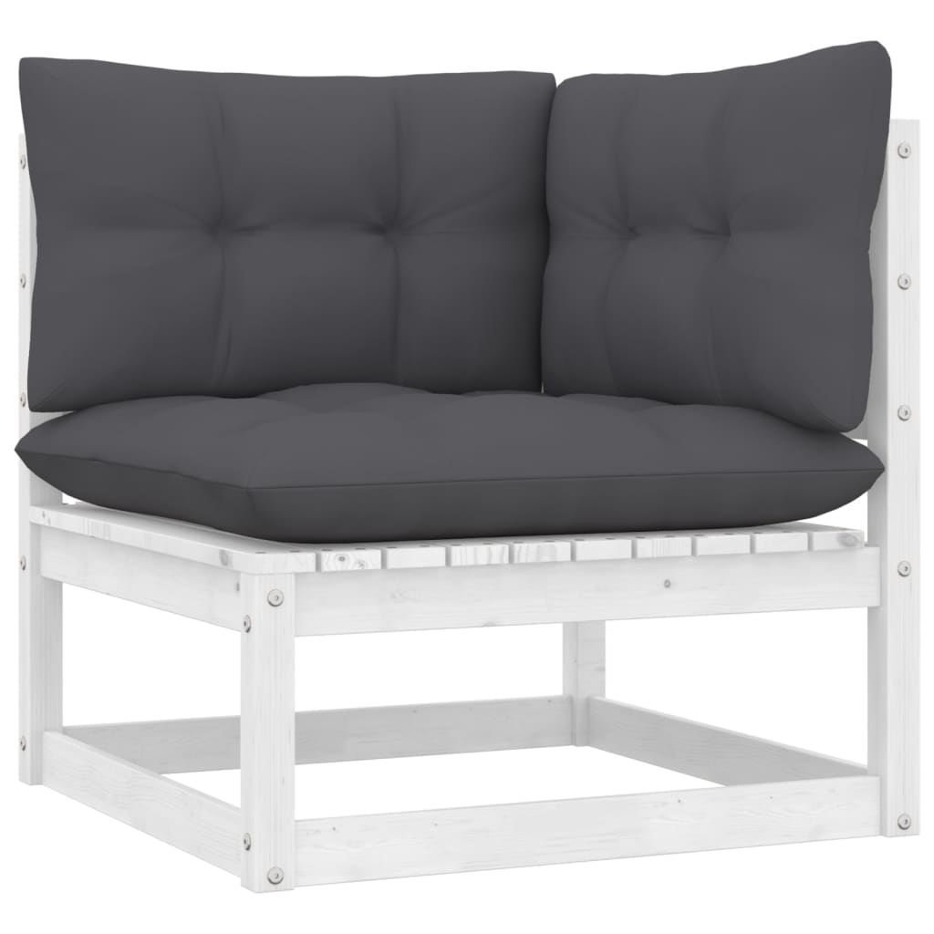 9-delige Loungeset met kussens massief grenenhout wit is nu te koop bij PeponiXL, paradijselijk wonen!