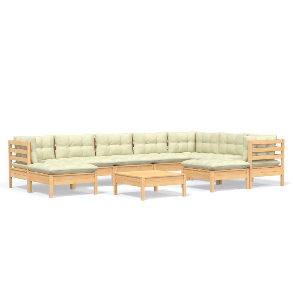 10-delige Loungeset met crèmekleurige kussens massief grenenhout is nu te koop bij PeponiXL, paradijselijk wonen!
