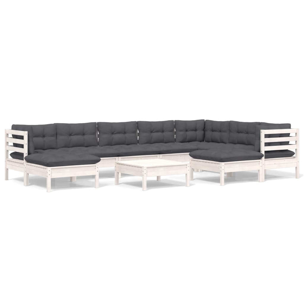 10-delige Loungeset met kussens massief grenenhout wit is nu te koop bij PeponiXL, paradijselijk wonen!