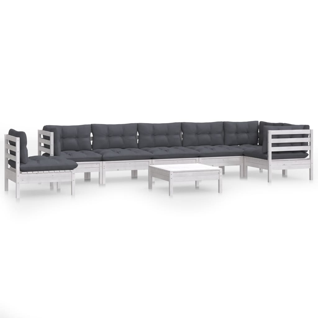 9-delige Loungeset met kussens massief grenenhout wit is nu te koop bij PeponiXL, paradijselijk wonen!