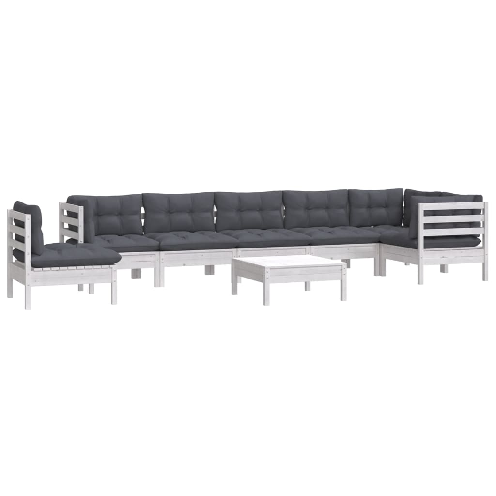 9-delige Loungeset met kussens massief grenenhout wit is nu te koop bij PeponiXL, paradijselijk wonen!