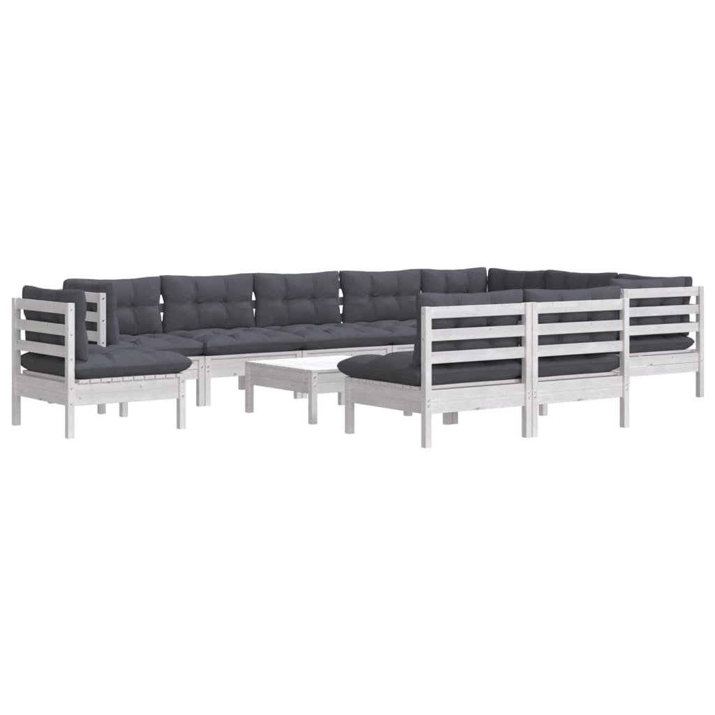 11-delige Loungeset met kussens massief grenenhout wit is nu te koop bij PeponiXL, paradijselijk wonen!