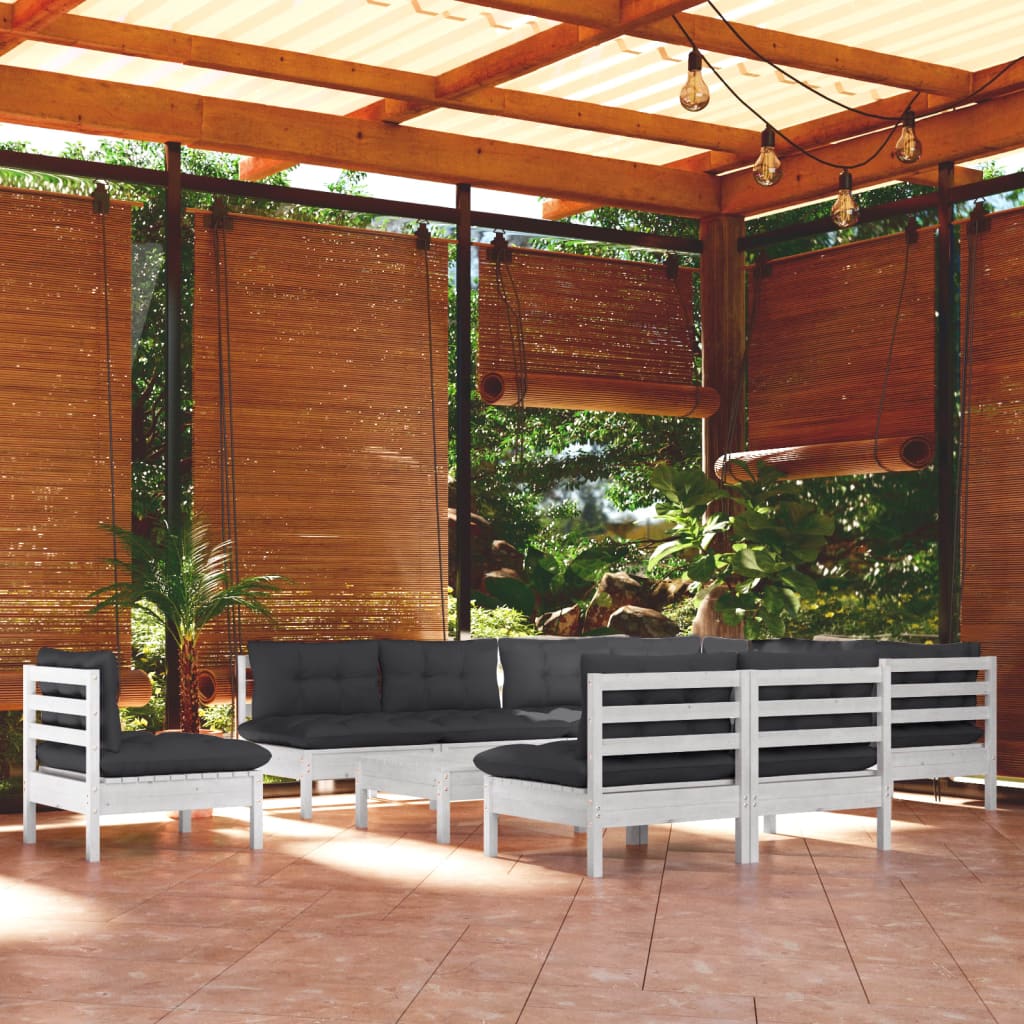 11-delige Loungeset met kussens massief grenenhout wit is nu te koop bij PeponiXL, paradijselijk wonen!