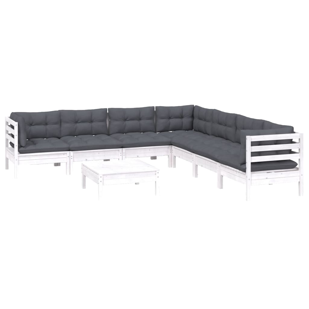 8-delige Loungeset met kussens massief grenenhout wit is nu te koop bij PeponiXL, paradijselijk wonen!