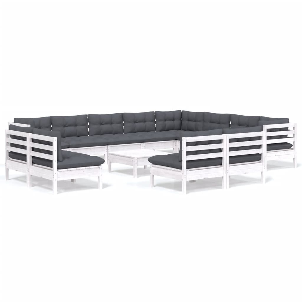 13-delige Loungeset met kussens massief grenenhout wit is nu te koop bij PeponiXL, paradijselijk wonen!