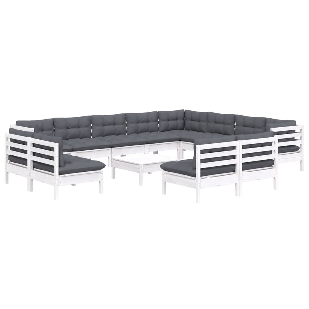 13-delige Loungeset met kussens massief grenenhout wit is nu te koop bij PeponiXL, paradijselijk wonen!