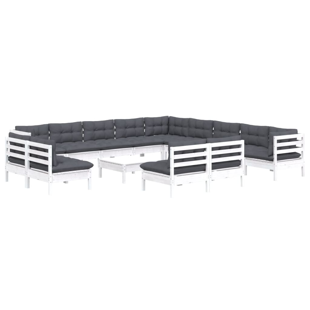 14-delige Loungeset met kussens massief grenenhout wit is nu te koop bij PeponiXL, paradijselijk wonen!