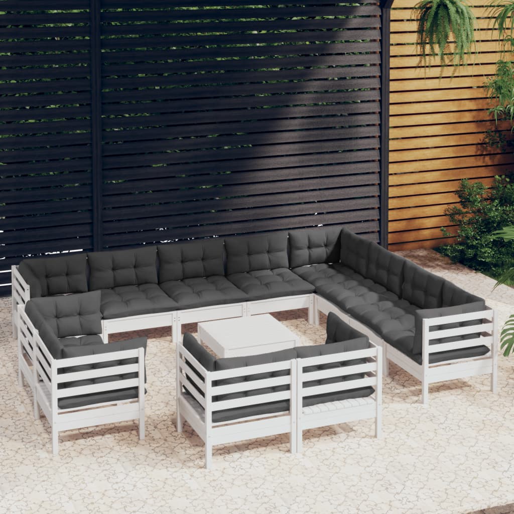 13-delige Loungeset met kussens massief grenenhout wit is nu te koop bij PeponiXL, paradijselijk wonen!