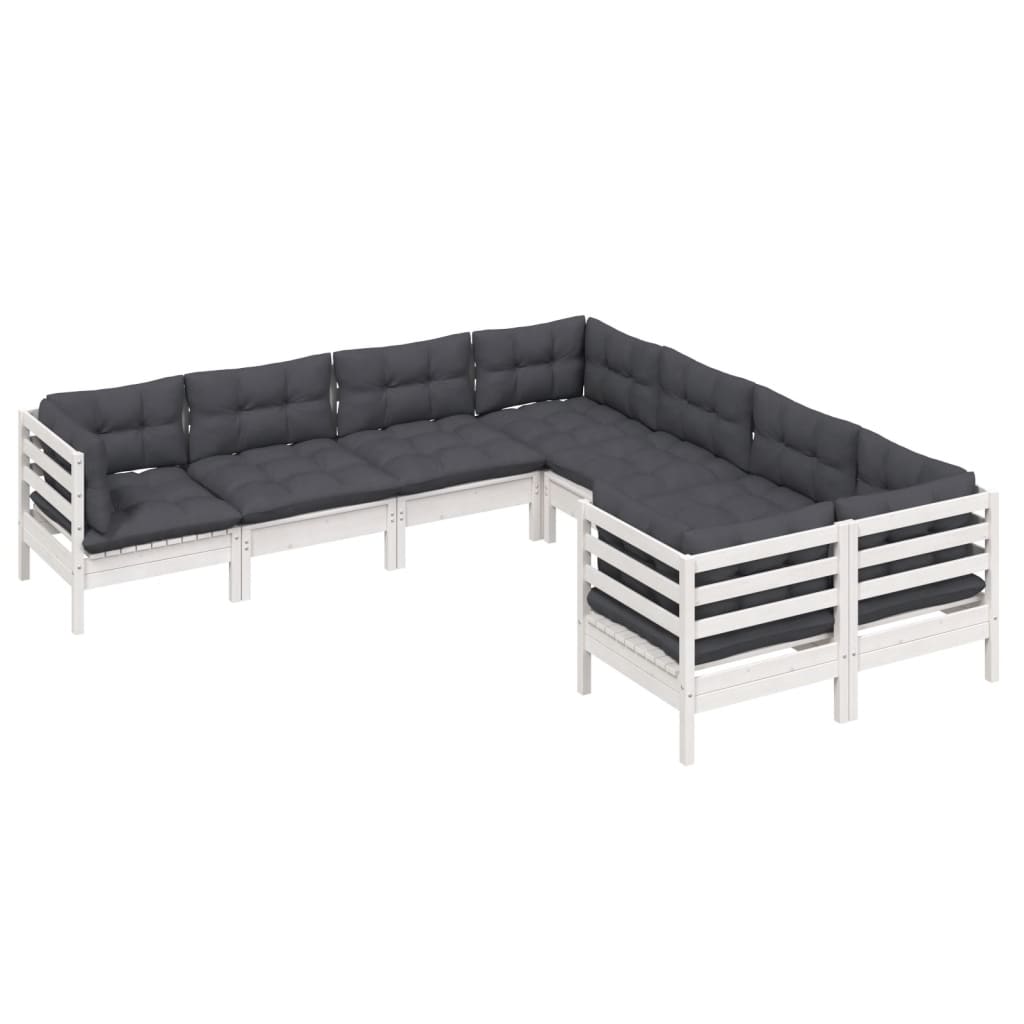 8-delige Loungeset met kussens massief grenenhout wit is nu te koop bij PeponiXL, paradijselijk wonen!