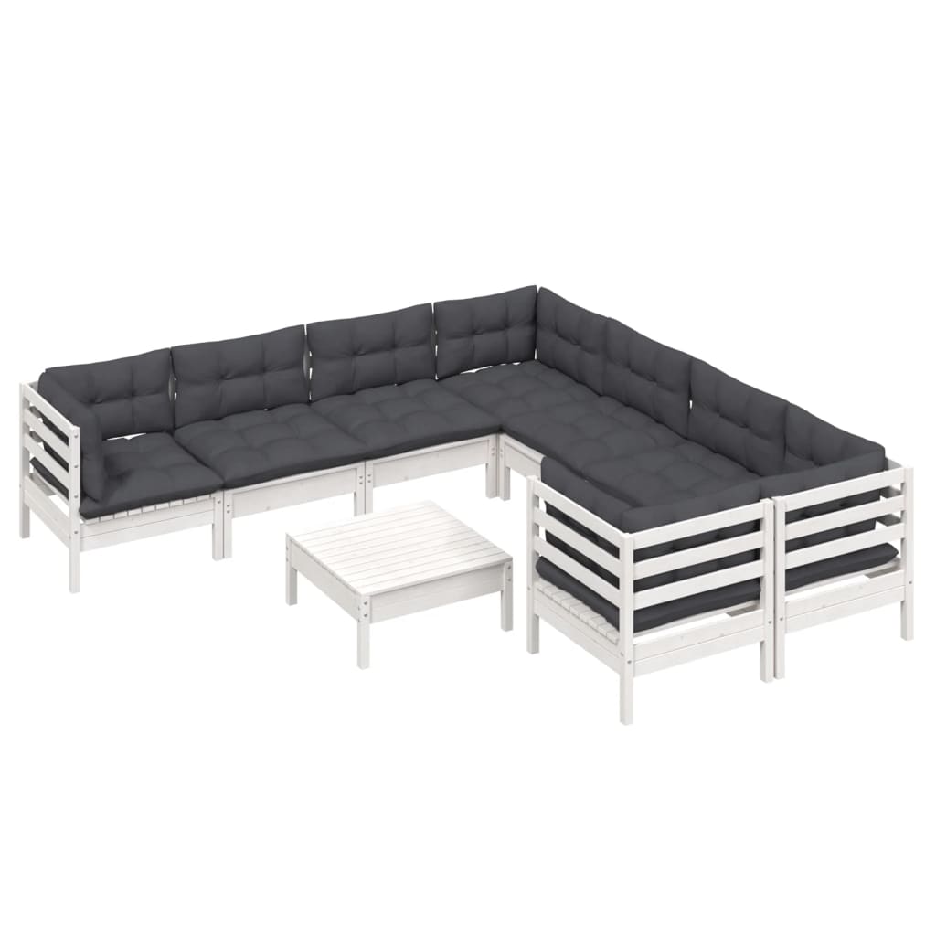 9-delige Loungeset met kussens grenenhout wit is nu te koop bij PeponiXL, paradijselijk wonen!