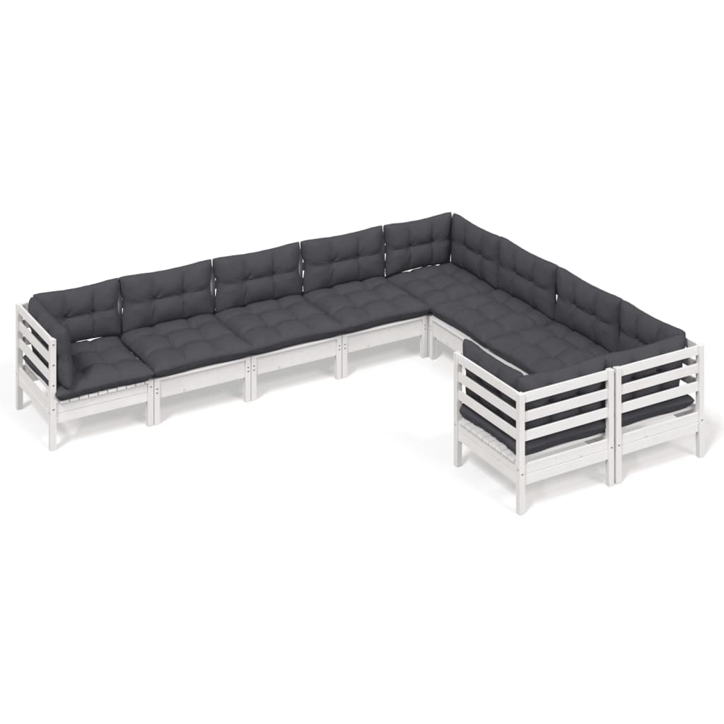 9-delige Loungeset met kussens grenenhout wit is nu te koop bij PeponiXL, paradijselijk wonen!