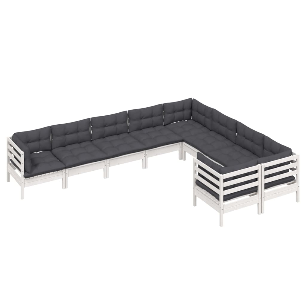 9-delige Loungeset met kussens grenenhout wit is nu te koop bij PeponiXL, paradijselijk wonen!