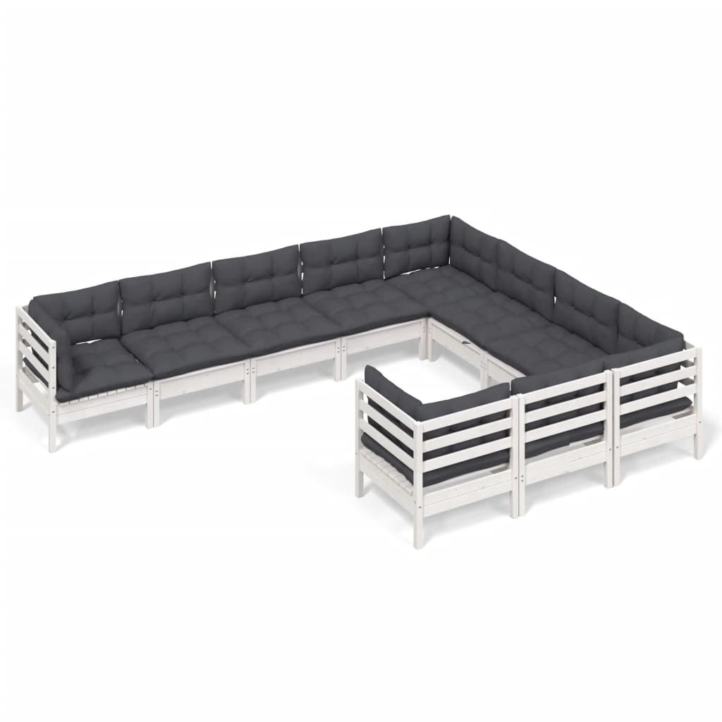10-delige Loungeset met kussens grenenhout wit is nu te koop bij PeponiXL, paradijselijk wonen!