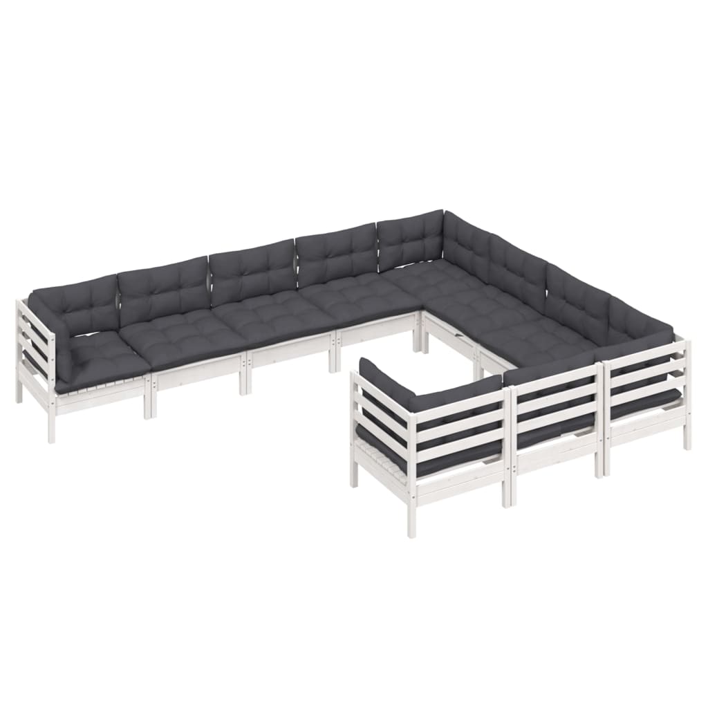 10-delige Loungeset met kussens grenenhout wit is nu te koop bij PeponiXL, paradijselijk wonen!