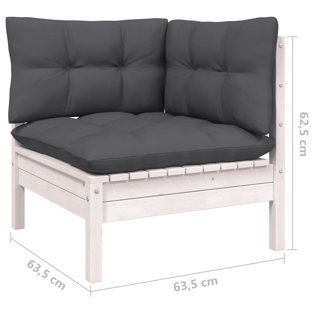 10-delige Loungeset met kussens grenenhout wit is nu te koop bij PeponiXL, paradijselijk wonen!