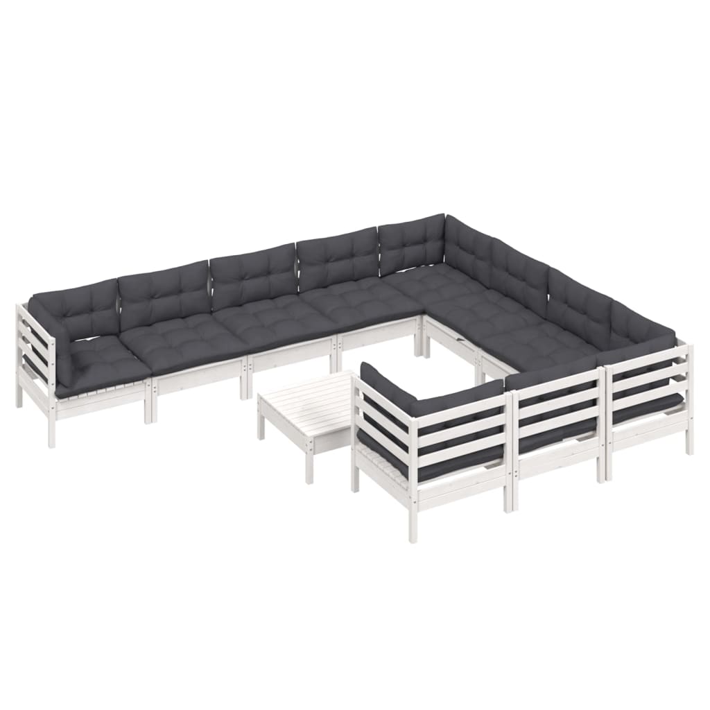 11-delige Loungeset met kussens grenenhout wit is nu te koop bij PeponiXL, paradijselijk wonen!