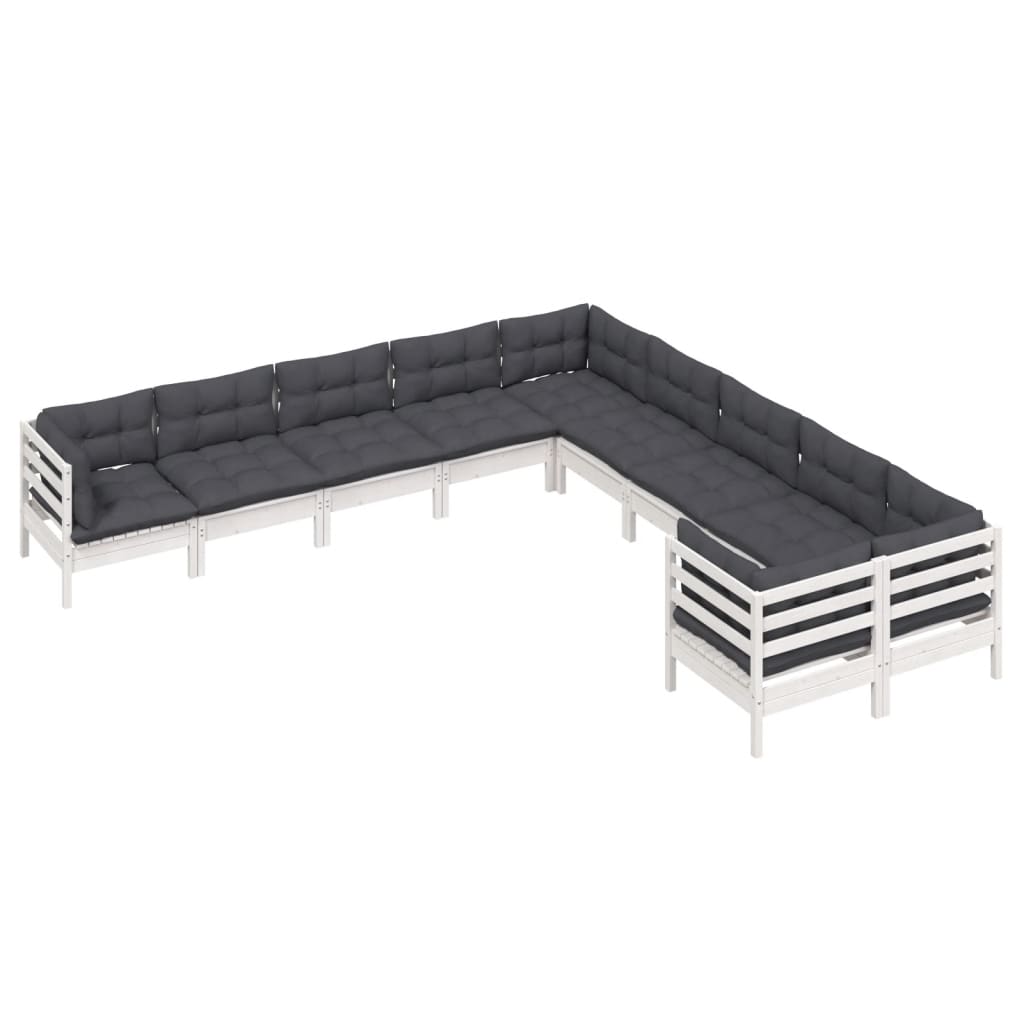 10-delige Loungeset met kussens grenenhout wit is nu te koop bij PeponiXL, paradijselijk wonen!