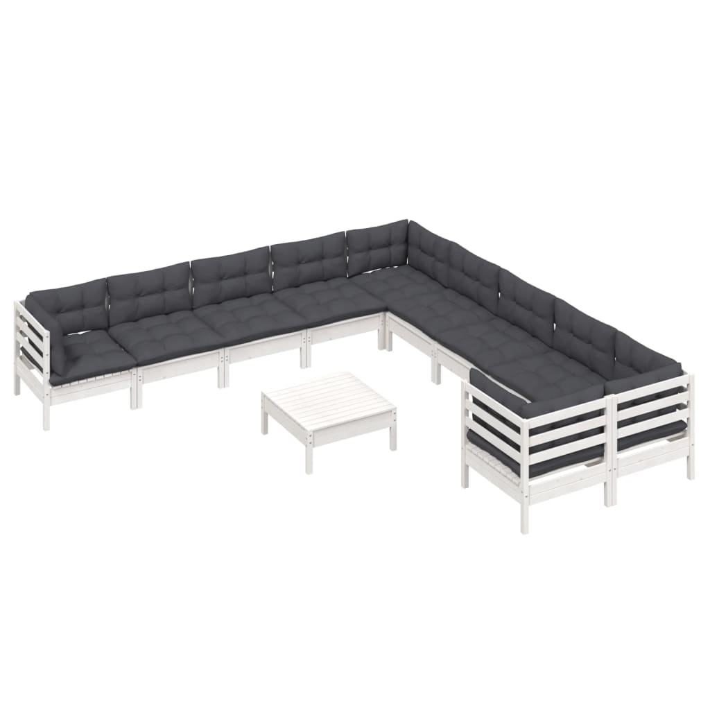 11-delige Loungeset met kussens grenenhout wit is nu te koop bij PeponiXL, paradijselijk wonen!