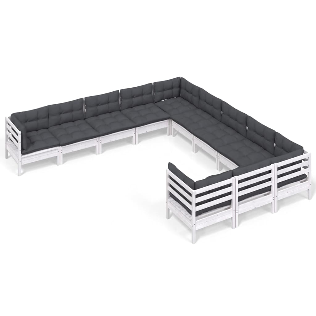 11-delige Loungeset met kussens grenenhout wit is nu te koop bij PeponiXL, paradijselijk wonen!