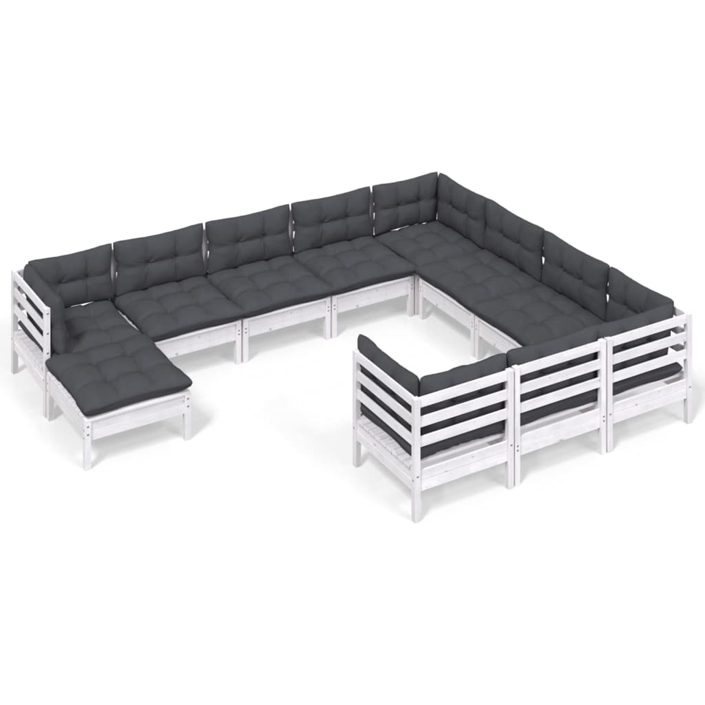 11-delige Loungeset met kussens grenenhout wit is nu te koop bij PeponiXL, paradijselijk wonen!