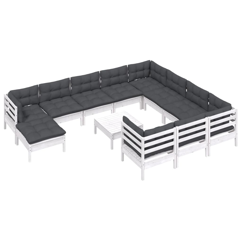 12-delige Loungeset met kussens grenenhout wit is nu te koop bij PeponiXL, paradijselijk wonen!