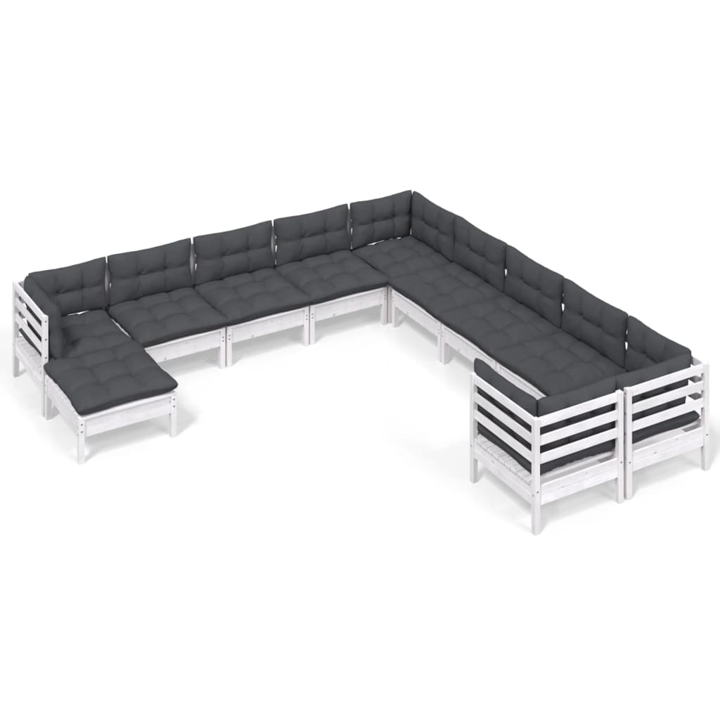 11-delige Loungeset met kussens grenenhout wit is nu te koop bij PeponiXL, paradijselijk wonen!