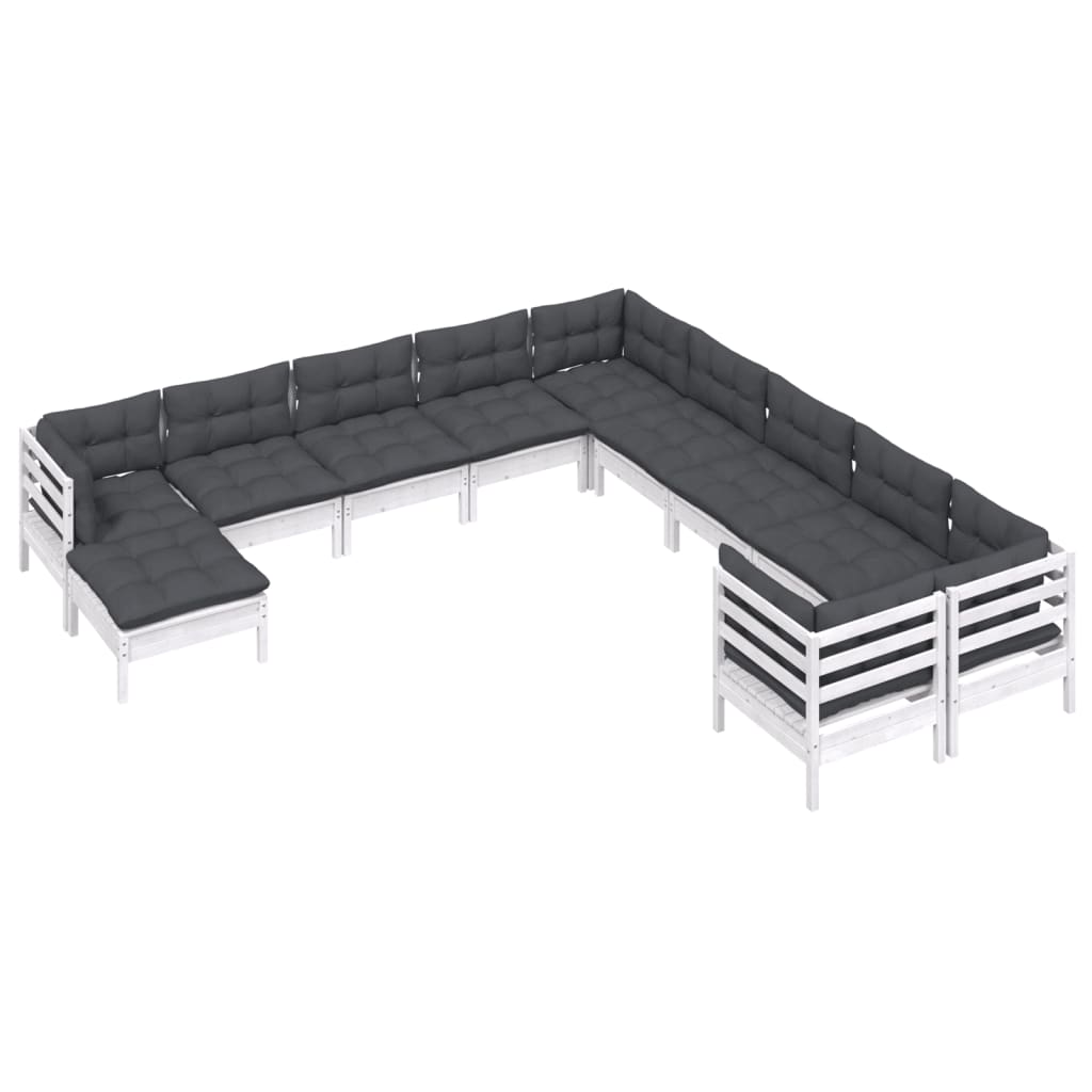 11-delige Loungeset met kussens grenenhout wit is nu te koop bij PeponiXL, paradijselijk wonen!