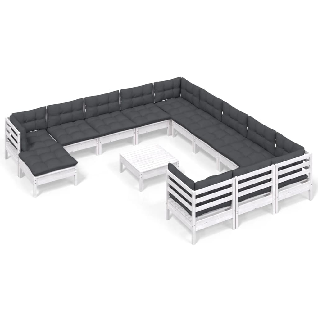 13-delige Loungeset met kussens grenenhout wit is nu te koop bij PeponiXL, paradijselijk wonen!
