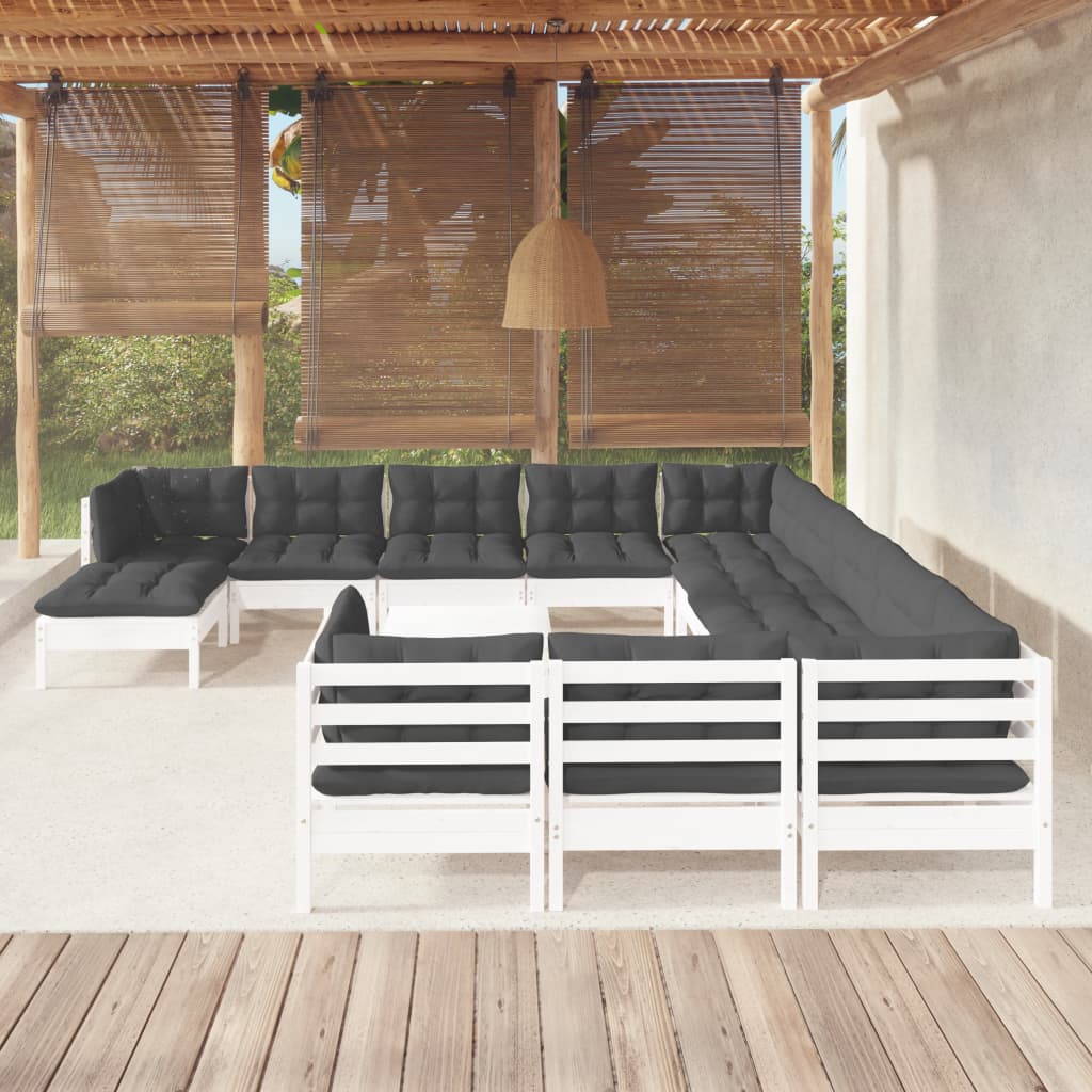 13-delige Loungeset met kussens grenenhout wit is nu te koop bij PeponiXL, paradijselijk wonen!