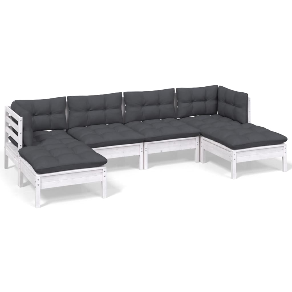 6-delige Loungeset met kussens grenenhout wit is nu te koop bij PeponiXL, paradijselijk wonen!