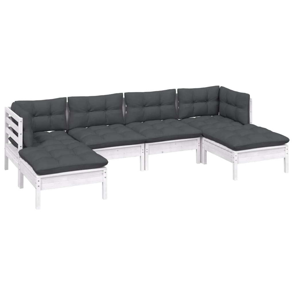 6-delige Loungeset met kussens grenenhout wit is nu te koop bij PeponiXL, paradijselijk wonen!