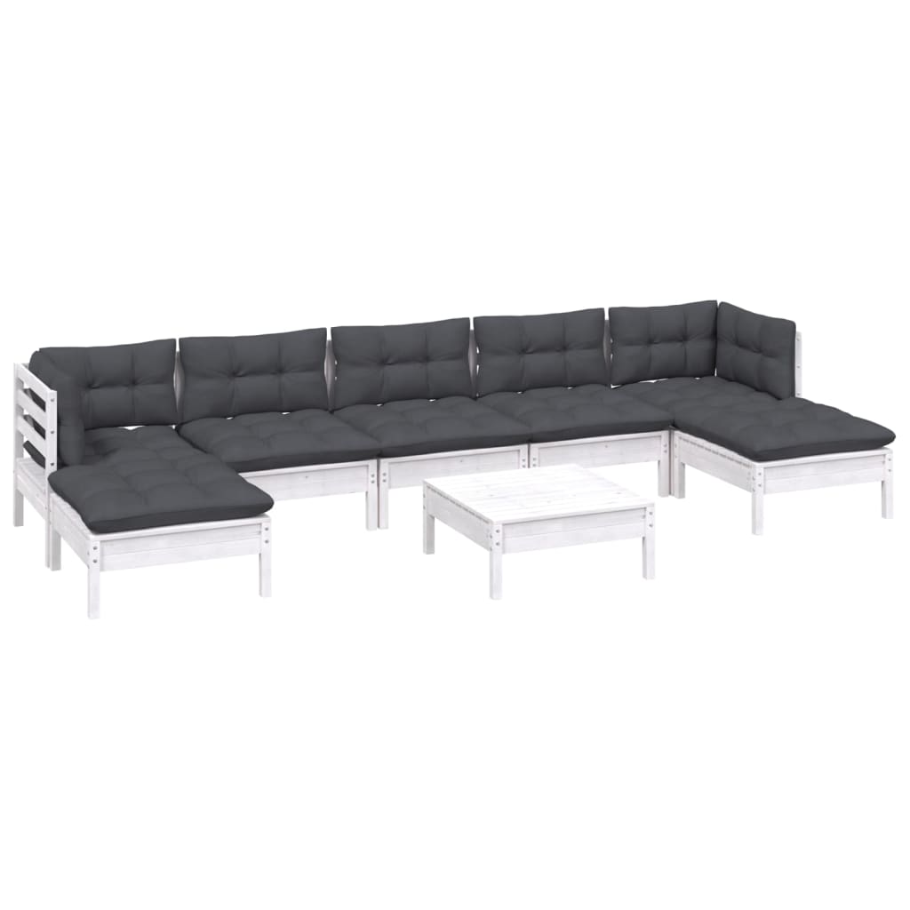 8-delige Loungeset met kussens grenenhout wit is nu te koop bij PeponiXL, paradijselijk wonen!