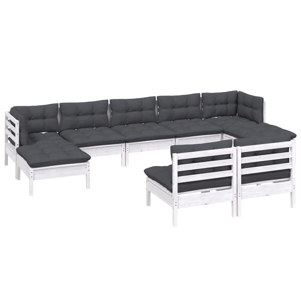 9-delige Loungeset met kussens grenenhout wit is nu te koop bij PeponiXL, paradijselijk wonen!