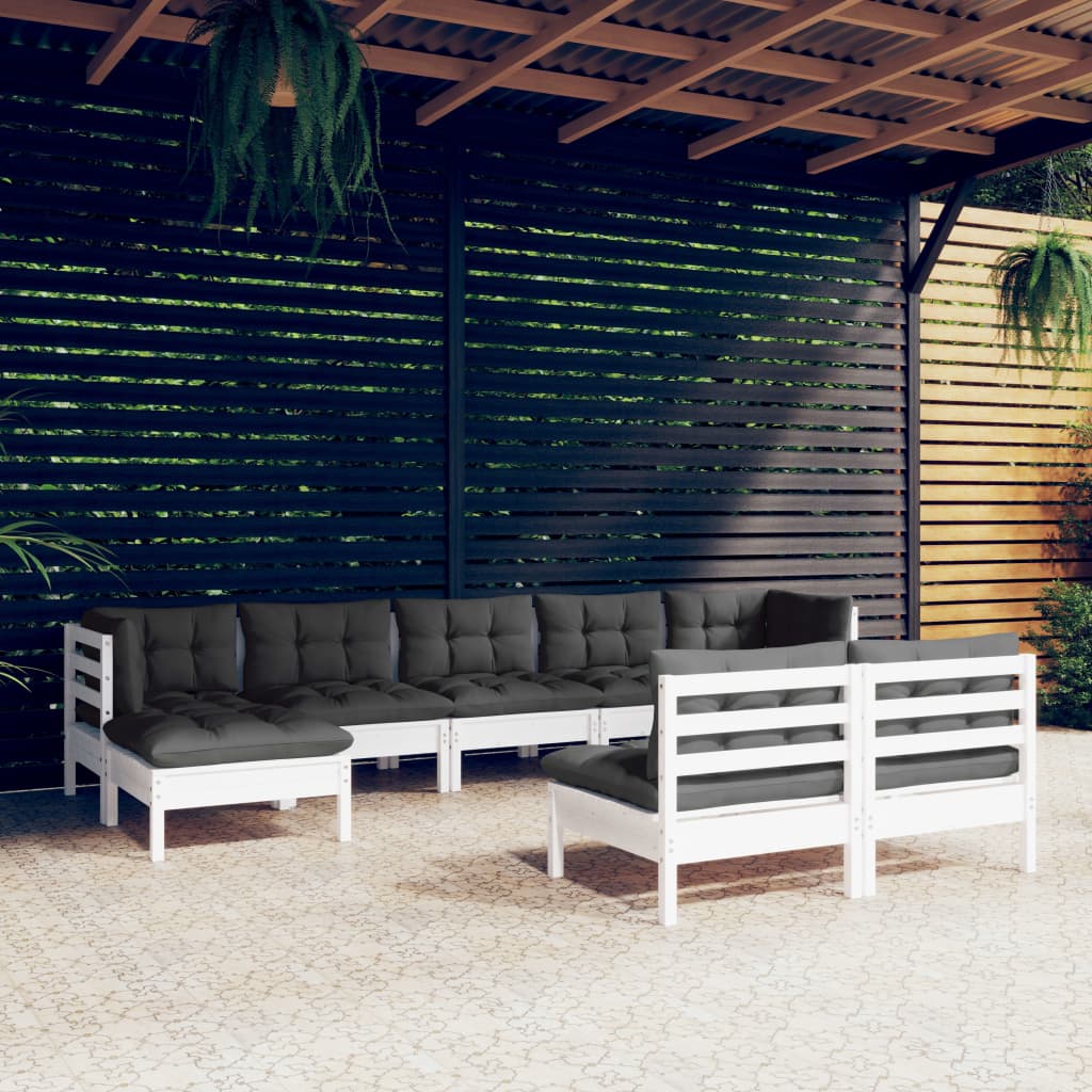 9-delige Loungeset met kussens grenenhout wit is nu te koop bij PeponiXL, paradijselijk wonen!