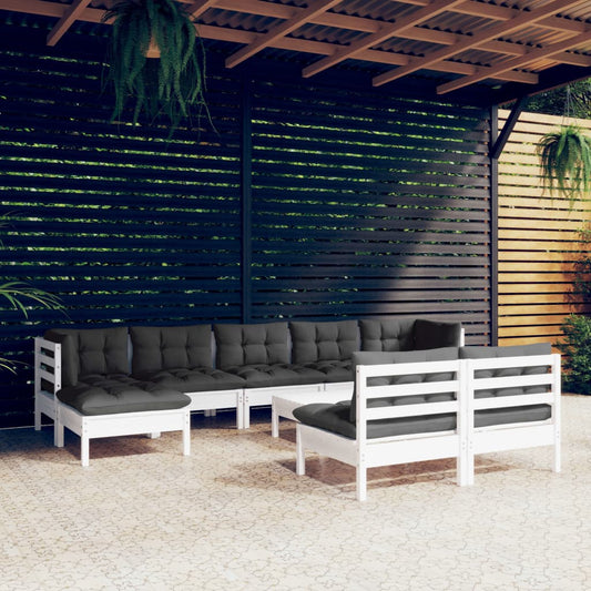 10-delige Loungeset met kussens grenenhout wit is nu te koop bij PeponiXL, paradijselijk wonen!