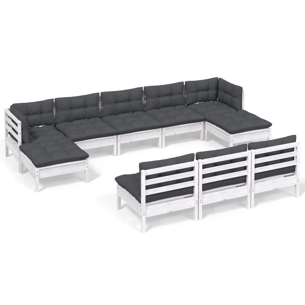 10-delige Loungeset met kussens grenenhout wit is nu te koop bij PeponiXL, paradijselijk wonen!