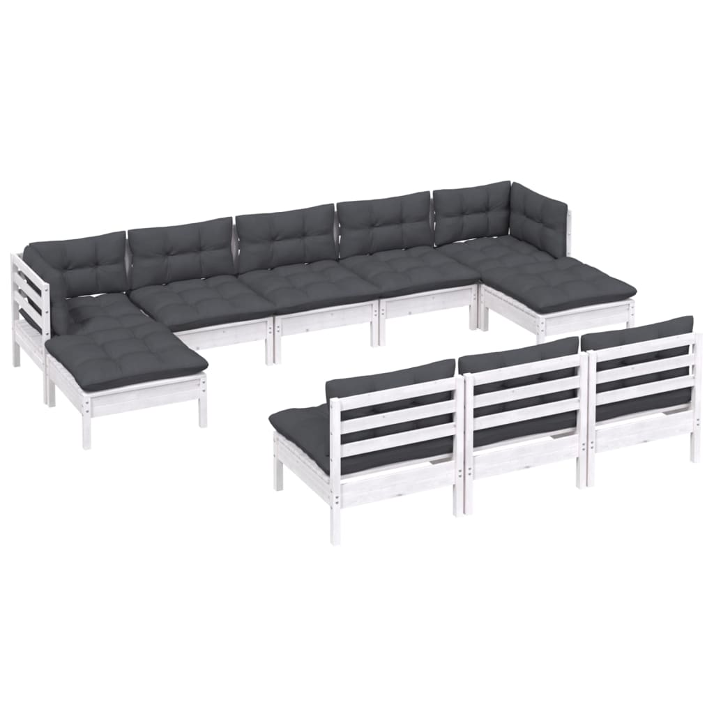 10-delige Loungeset met kussens grenenhout wit is nu te koop bij PeponiXL, paradijselijk wonen!