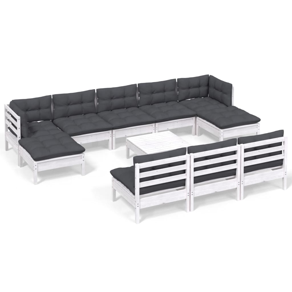 11-delige Loungeset met kussens grenenhout wit is nu te koop bij PeponiXL, paradijselijk wonen!
