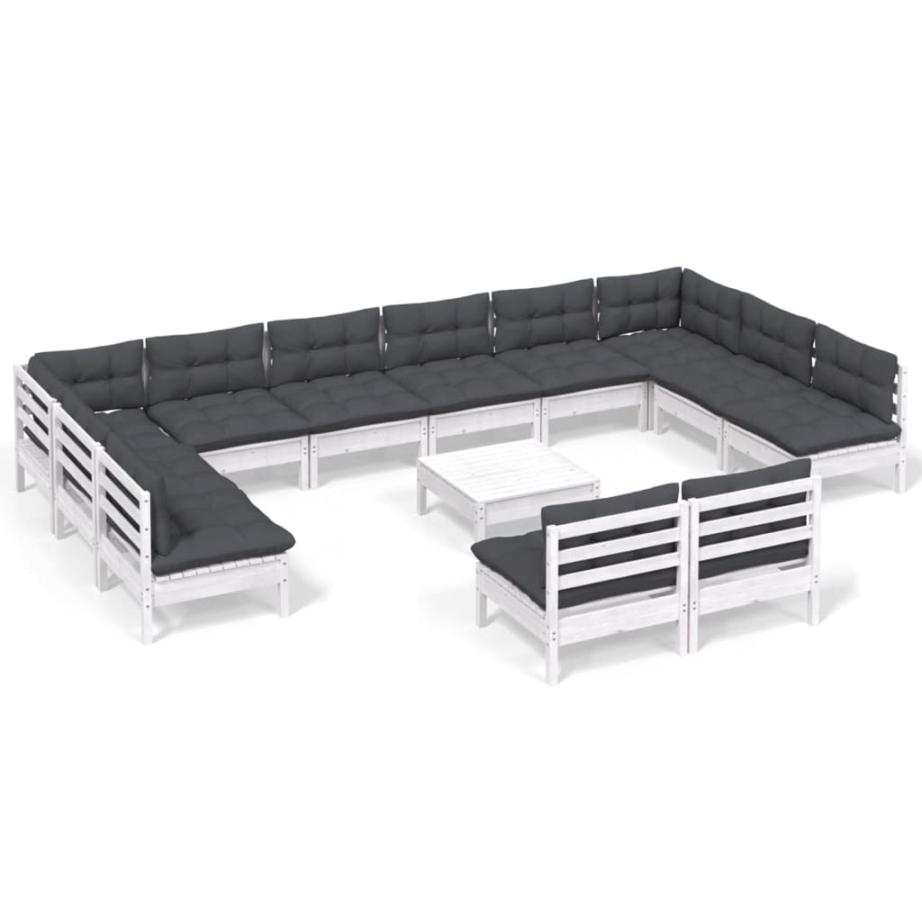 13-delige Loungeset met kussens massief grenenhout wit is nu te koop bij PeponiXL, paradijselijk wonen!