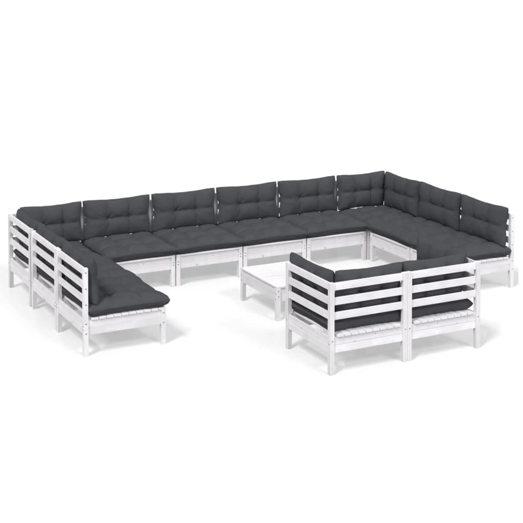 13-delige Loungeset met kussens grenenhout wit is nu te koop bij PeponiXL, paradijselijk wonen!