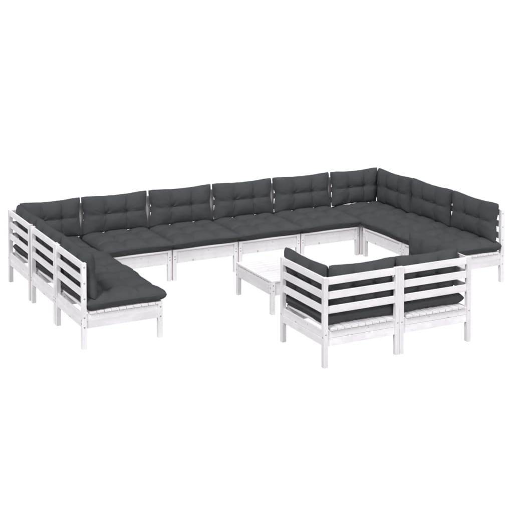 13-delige Loungeset met kussens grenenhout wit is nu te koop bij PeponiXL, paradijselijk wonen!